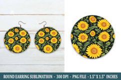 Sunflower Round Earring | Earring Sublimation Product Image 1