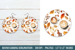 Watercolor Fall Coffee Round Earring | Earring Sublimation Product Image 1