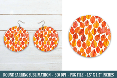 Fall Leaves Round Earring | Earring Sublimation Product Image 1