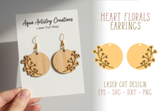 Floral Hearts Earrings Laser Cut Template Product Image 1