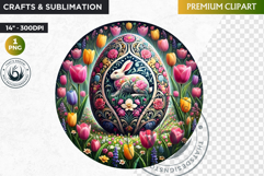 Round Easter clipart, Easter bunny, Easter egg sublimation Product Image 1