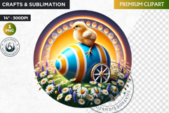 Round Easter clipart, Easter bunny, Easter egg sublimation Product Image 1