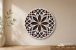 Round Floral Mandala Laser Cut SVG Product Image 1