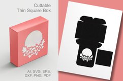 Round Frame and Flowers Thin Window Square Gift Box Template