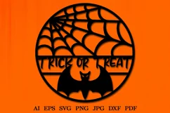 Trick or Treat Door Hanger SVG | Round Halloween SVG Design Product Image 2