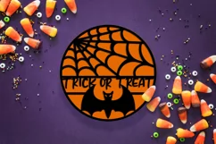 Trick or Treat Door Hanger SVG | Round Halloween SVG Design Product Image 1