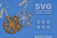 Round Keychain Snowflake SVG Bundle of 10 Product Image 2