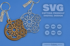 Round Keychain Snowflake SVG Product Image 2