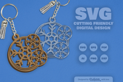 Round Keychain Snowflake SVG Product Image 2