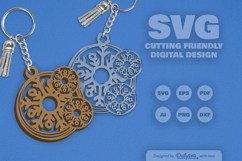 Round Keychain Snowflake SVG Product Image 2