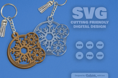 Round Keychain Snowflake SVG Product Image 2