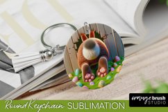 Round Keychain Sublimation - Easter Bunny Keychain Design