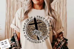 Pray on it svg, Faith SVG, Floral cross svg, Leopard svg Product Image 1