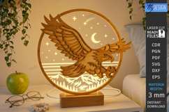 3D Layered Round Lamp Laser Cut | Night Light | Eagle | CNC Product Image 1