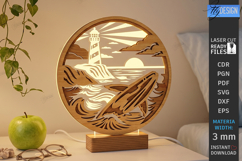 3D Layered Round Lamp Laser Cut Bundle | Wooden Night Light Product Image 13