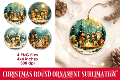 Nativity Christmas 3D Round Ornament Sublimation PNG Product Image 1