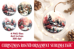 Christmas Round Ornaments Sublimation PNG Product Image 1