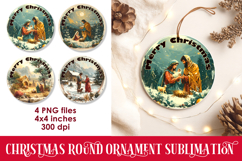 Nativity Christmas 3D Round Ornament Sublimation PNG Product Image 1