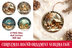 Nativity Christmas 3D Round Ornament Sublimation PNG Product Image 1