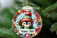 Cute Penguins In Mugs Ornament Design PNG Files | Add Name Product Image 2