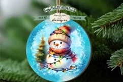 Snowman Tangled In Lights Ornament Designs | 4 PNG Files Product Image 2
