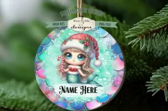 Cute Mermaid Christmas Ornament Designs PNG File | Add Name Product Image 2