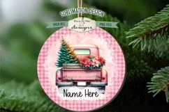 Pink Truck Christmas Ornament Designs | 4 PNG Files Add Name Product Image 2