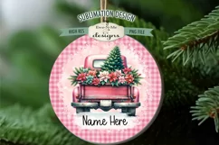 Pink Truck Christmas Ornament Designs | 4 PNG Files Add Name Product Image 3