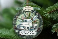 White Truck Christmas Ornament Design PNG Files | Add Name Product Image 3