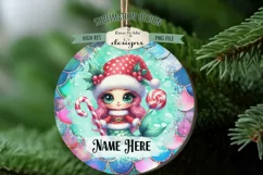 Cute Mermaid Christmas Ornament Designs PNG File | Add Name Product Image 3