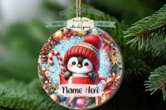 Cute Penguins In Mugs Ornament Design PNG Files | Add Name Product Image 3