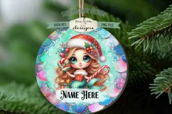 Cute Mermaid Christmas Ornament Designs PNG File | Add Name Product Image 4