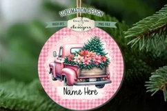 Pink Truck Christmas Ornament Designs | 4 PNG Files Add Name Product Image 4