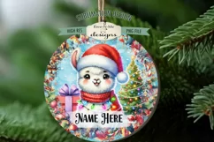 Cute Llama Christmas Ornament Designs PNG File | Add Name Product Image 4