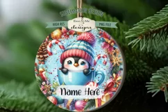 Cute Penguins In Mugs Ornament Design PNG Files | Add Name Product Image 4