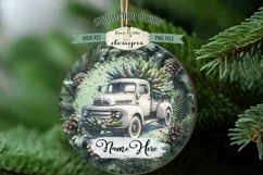 White Truck Christmas Ornament Design PNG Files | Add Name Product Image 4
