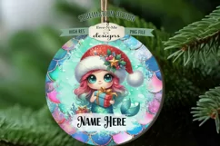 Cute Mermaid Christmas Ornament Designs PNG File | Add Name Product Image 5