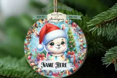Cute Llama Christmas Ornament Designs PNG File | Add Name Product Image 5