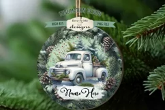 White Truck Christmas Ornament Design PNG Files | Add Name Product Image 5