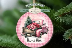 Pink Truck Christmas Ornament Designs | 4 PNG Files Add Name Product Image 5