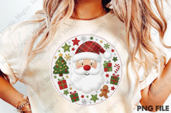 Round Patchwork Christmas PNG Santa PNG Product Image 1