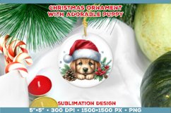 Adorable Christmas Puppy Ornament Sublimation Design Product Image 1