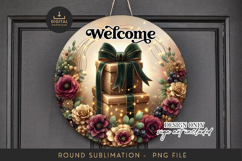 Luxury Gift Sublimation PNG - Round Moody Floral Welcome Product Image 1