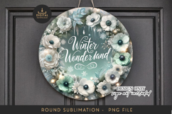 Winter Wonderland Sublimation PNG - Round Icy Floral Art Product Image 1