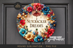 Round Sublimation PNG Nutcracker Dreams Ballerina Wreath Product Image 1
