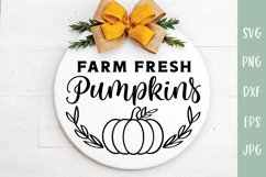 Farm Fresh Pumpkins - Fall Round Sign SVG - Autumn SVG Product Image 1