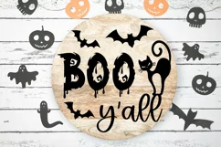 Boo you all svg| Halloween cat svg| Halloween round sign svg Product Image 3