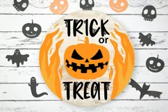 Trick or treat svg| halloween round sign svg| pumpkin svg Product Image 2