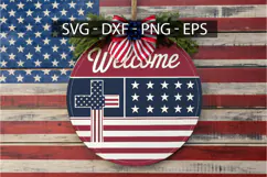 Welcome Round Sign SVG Design - 4th of July Door Design Product Image 3