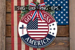Good Bless America Round Sign SVG Design - 4th of July Door Product Image 3